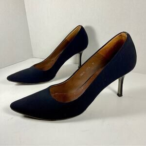 VERO CUOIO pointed toe black pumps mirror detail heel made in Spain bankers